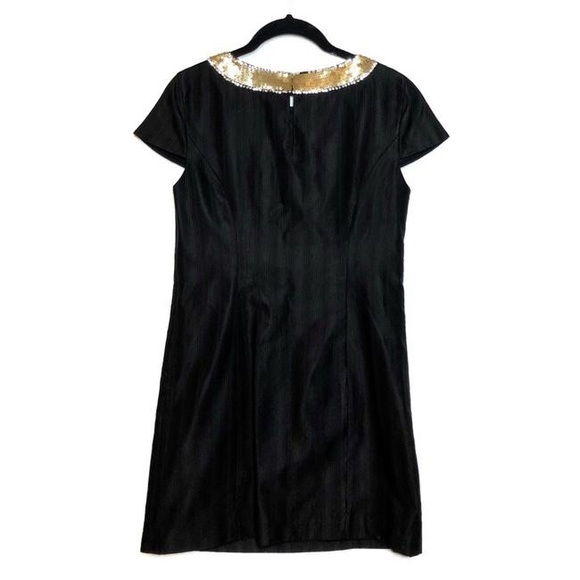 Tibi Sequin Bow Cocktail Dress Black Gold - Picture 3 of 7